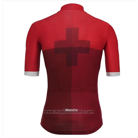 2018 Abbigliamento Ciclismo Tour de Suisse Cross Rosso Manica Corta e Salopette